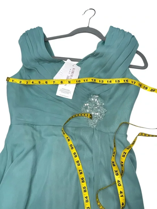 NWT Mint Green Chiffon Hi-Low Dress | Beaded Waist Formal Mother of the Bride - Picture 8 of 11